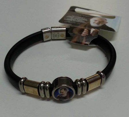 RA0017 - RUBBER BRACELET WITH IMAGE OF PADRE PIO