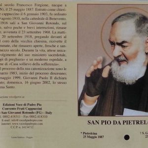 RA0030B - PADRE PIO RELIC – PRAYER CARD